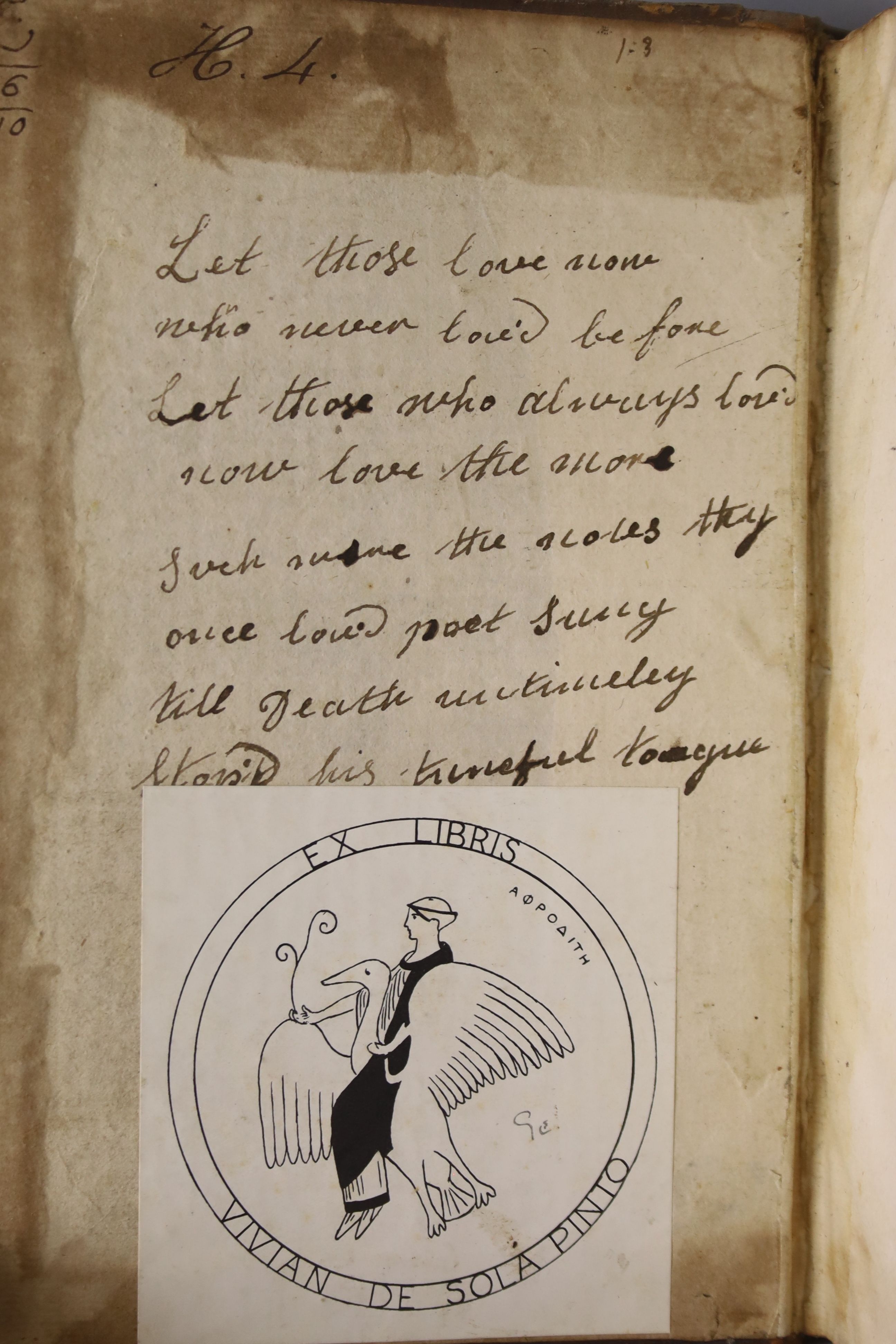 Parnell, Thomas - Poems on Several Occasions, 1st edition, 8vo, contemporary calf, rebacked and labelled, bookplate of the